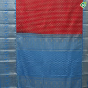 Tomato red gold zari beads design zari kattam true blue silver gold zari peacock butta border Art silk saree