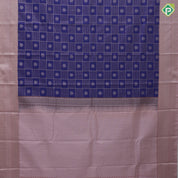 Royal blue gold zari window panel and thilagam design peach pink neem zari rettapet border art silk saree