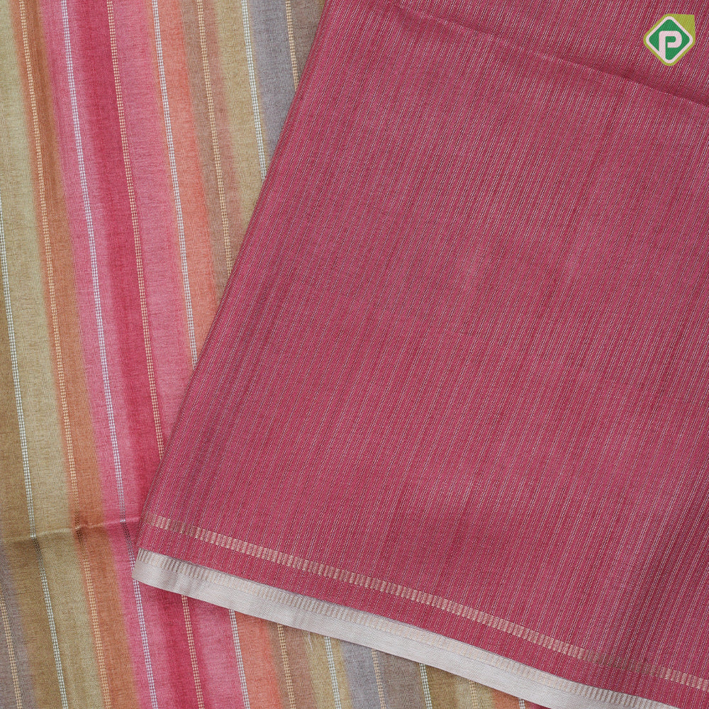 Multi color bars design self plain border fancy cotton saree