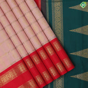 onion pink gold zari kandapiranda butta checks design ganga jamuna retta pett border traditional vintage silk saree