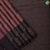 Dark onion silver gold zari fancy design contrast brown silver gold zari border pure mix silk saree