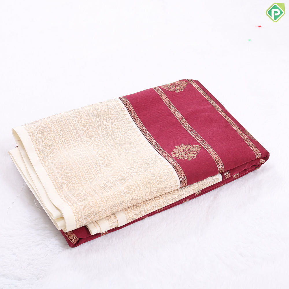 Lavender gold zari Lines and Butta Design contrast dark green peacock butta border art silk gift saree