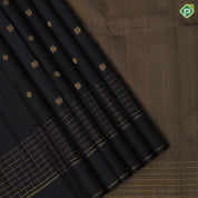 Luxury black gold zari peacock rudraksham butta self gold zari kattam design border traditional silk saree