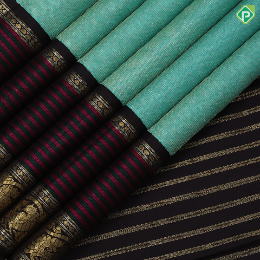 Rexsona Green Gold Zari Vairaoosi Design Coffee Brown Peacock Border Design Traditional Silk Saree