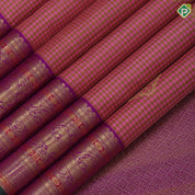pink with mehndi green checks floral meena work design purple gold zari green edge meena work border traditional silk saree