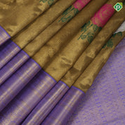 gold zari tissue multi color rose meena work design lavender gold zari border bridal tissue silk saree