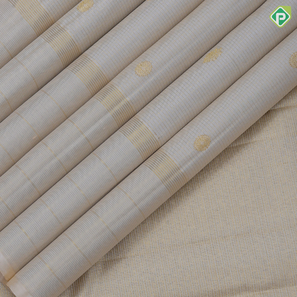 Sandal gold zari vairaoosi checks and kandapiranda butta self gold zari multi line border traditional silk saree