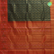 Forest green gold zari chakram grand butta design contrast red pythanic border grand bridal silk saree