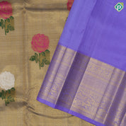 gold zari tissue multi color rose meena work design lavender gold zari border bridal tissue silk saree