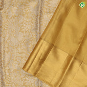 Grand gold silver zari by zari floral tissue weaved self gold zari diamond border grand tissue silk saree