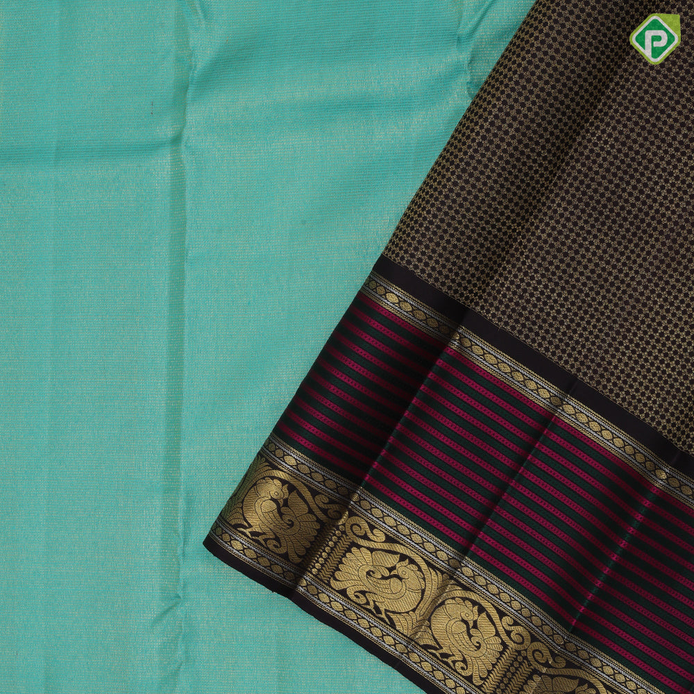 Rexsona Green Gold Zari Vairaoosi Design Coffee Brown Peacock Border Design Traditional Silk Saree