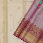 Sandal grey gold zari diamond butta shimmer tissue contrast purple gold zari rangoli floral border signature edition silk saree