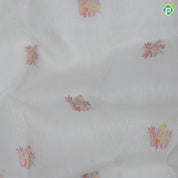 Cream White gold zari sparrow meena work butta contrast lavender gold zari border kanchi kora silk saree