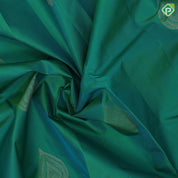 Bottle green gold zari leaf design self gold zari mango butta border gift silk saree