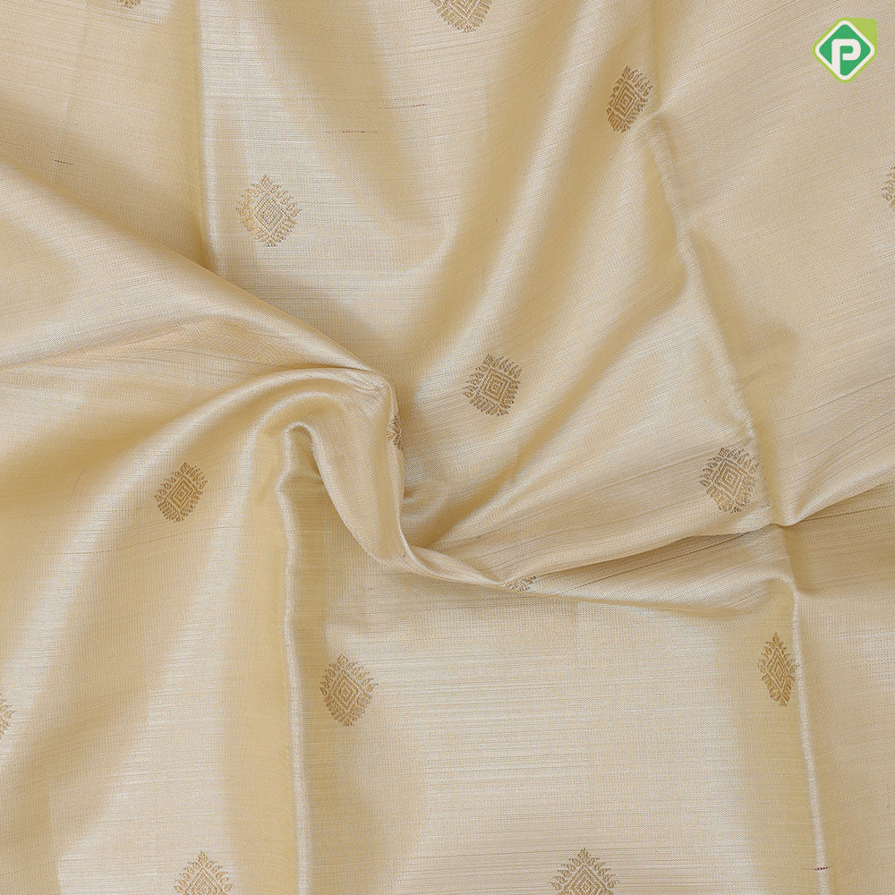 Sandal grey gold zari diamond butta shimmer tissue contrast purple gold zari rangoli floral border signature edition silk saree