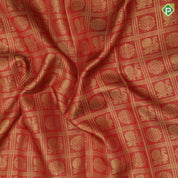 Chilly red gold zari peacock rudraksham checks design contrast gold zari multi color meena work border Exclusive signature edition silk saree