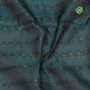 Peacock blue gold zari lines thilagam buttas design milk cream gold zari border silk cotton saree