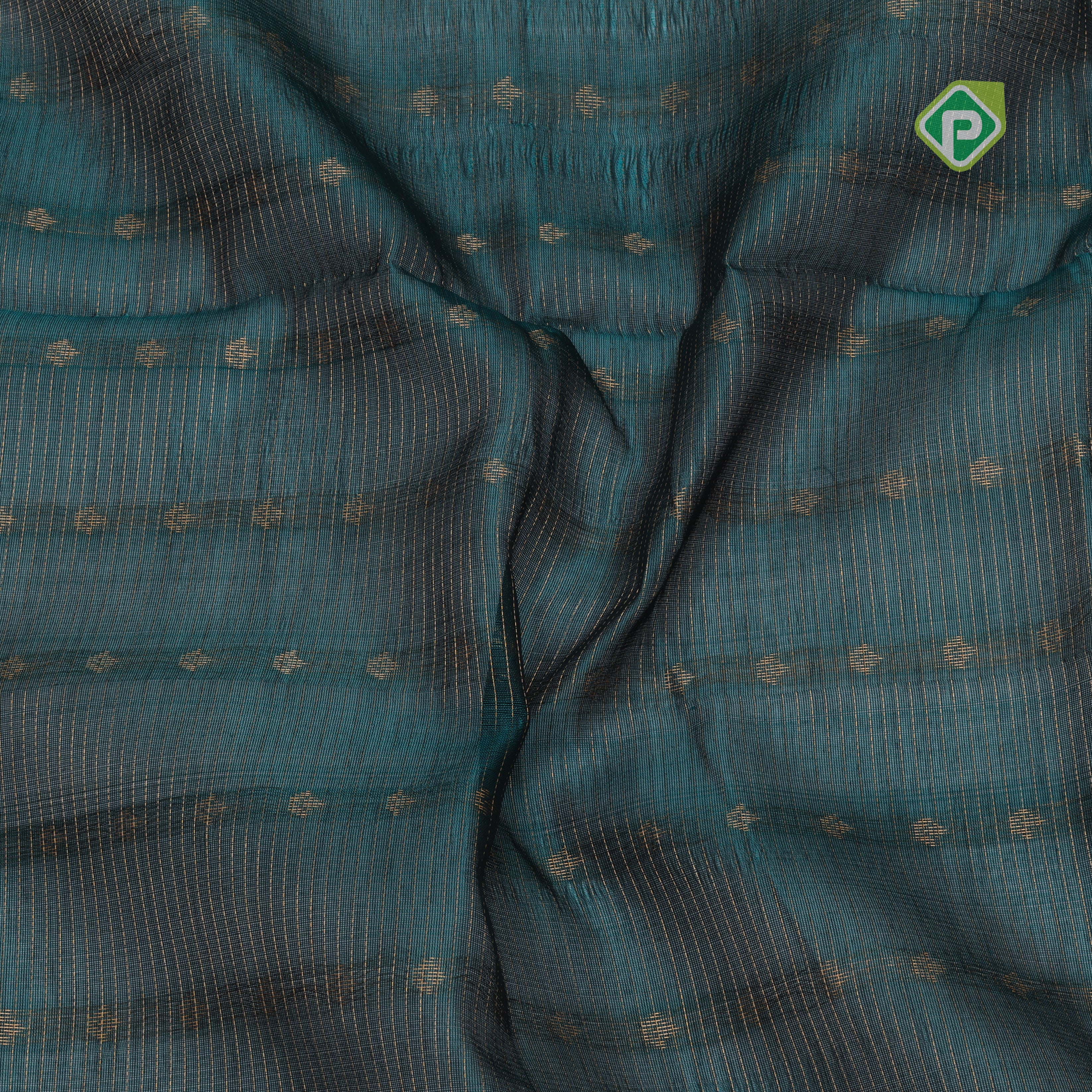 Peacock blue gold zari lines thilagam buttas design milk cream gold zari border silk cotton saree