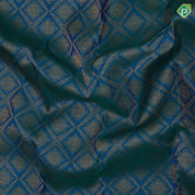 Peacock blue gold zari grand star diamond self gold zari rangoli border bridal silk saree