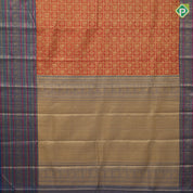 Chilly red gold zari peacock rudraksham checks design contrast gold zari multi color meena work border Exclusive signature edition silk saree