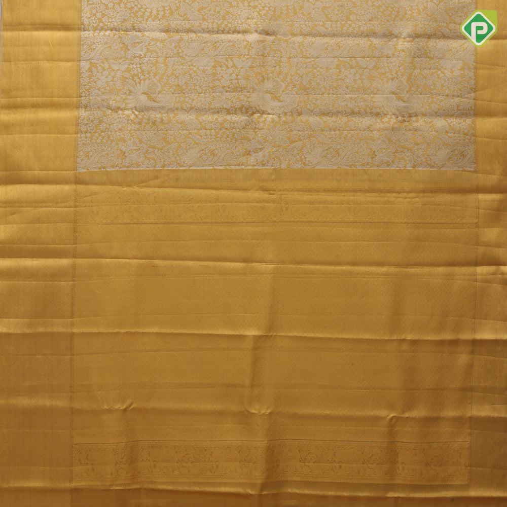 Grand gold silver zari by zari floral tissue weaved self gold zari diamond border grand tissue silk saree