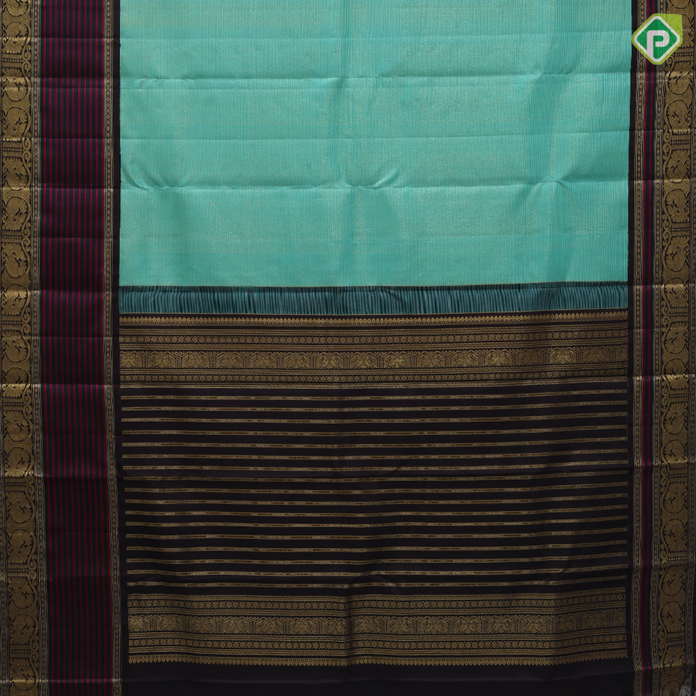 Rexsona Green Gold Zari Vairaoosi Design Coffee Brown Peacock Border Design Traditional Silk Saree