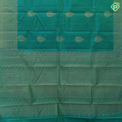 Bottle green gold zari leaf design self gold zari mango butta border gift silk saree