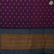 Purple base blue three part lines gold zari rangoli meena work butta peacock green multi color meena work border trendy designer silk saree