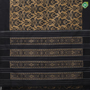 golden base black ikkat design black plain border ikkat design silk saree