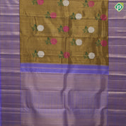 gold zari tissue multi color rose meena work design lavender gold zari border bridal tissue silk saree