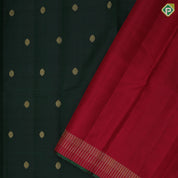 Bottle green gold zari rudraksham butta design red gold zari pichwai painting design high border bridal silk saree