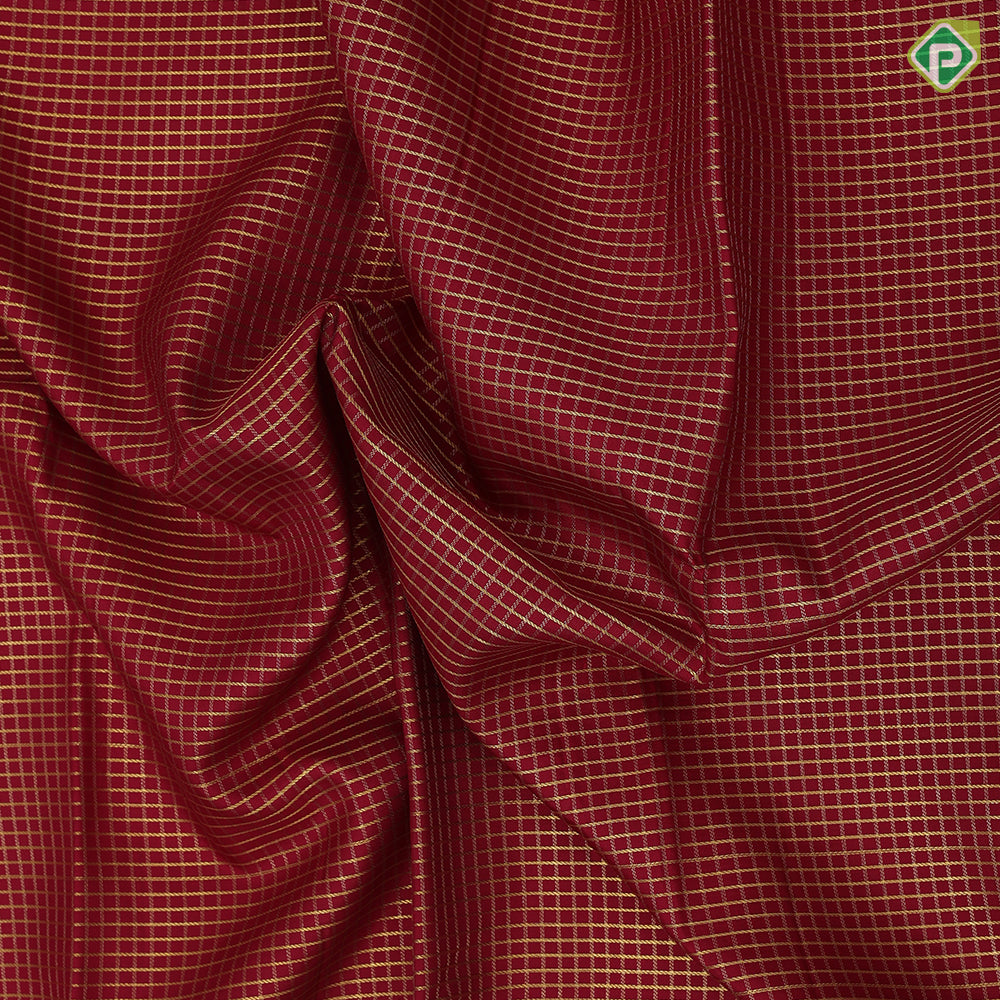 Maroon red gold zari kattam checkered design sky blue gold zari retta pett high border traditional vintage silk saree