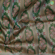 Shamrock green gold zari and multi color meena work rama blue meena work border jacquard tissue silk saree