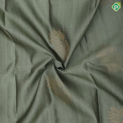 Sage green gold zari fancy lotus butta design forest green fancy flower butta border pure mix silk saree