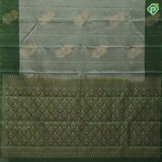 Sage green gold zari fancy lotus butta design forest green fancy flower butta border pure mix silk saree