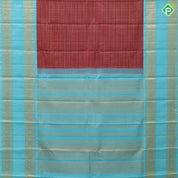 Maroon red gold zari kattam checkered design sky blue gold zari retta pett high border traditional vintage silk saree