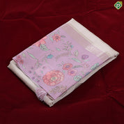 cream with gold zari round butta design baby pink multi colour floral border semi tusser saree