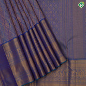 Peacock blue gold zari diamond meena work self gold zari Thilagam high border grand bridal silk saree