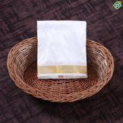 Cream White Gold Zari Border 8 Muzham 40 Kuligai Pure Mix Silk Dhoti