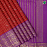 Crimson red gold zari kattam and rudraksham butta design dark lavender silver gold zari peacock butta lines border traditional silk saree