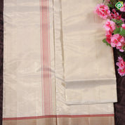 Sandal Gold Zari by zari tissue ganga jamuna border Exclusive Groom 3 in 1 Pure Silk dhoti Vesti Set