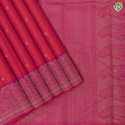 Orangish pink gold zari small kalasham butta design Rose pink silver gold zari banaras style border gift silk saree