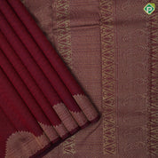 Dark Magenta self mango butta design self gold zari turning border traditional silk saree
