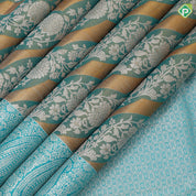 Golden yellow base sea green silver gold zari grand floral design sea green silver gold zari mango border Rangkat silk saree