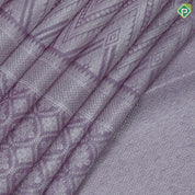 Lavender base silver zari zig zag design self silver zari fancy round border kanchi koora silk saree