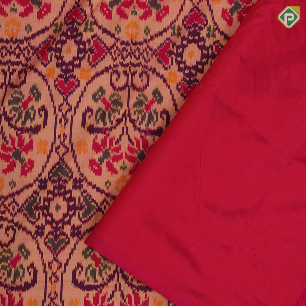 light yellow multi color ikkat design rani pink plain border ikkat design pallu concept ikkat silk saree