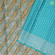 Golden yellow base sea green silver gold zari grand floral design sea green silver gold zari mango border Rangkat silk saree