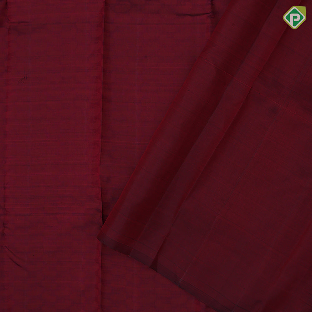 Dark Magenta self mango butta design self gold zari turning border traditional silk saree