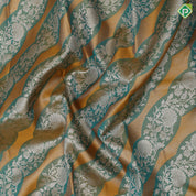 Golden yellow base sea green silver gold zari grand floral design sea green silver gold zari mango border Rangkat silk saree