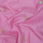 White with pink checks Thilagam meena work design purple gold zari green edge meena work border traditional silk saree